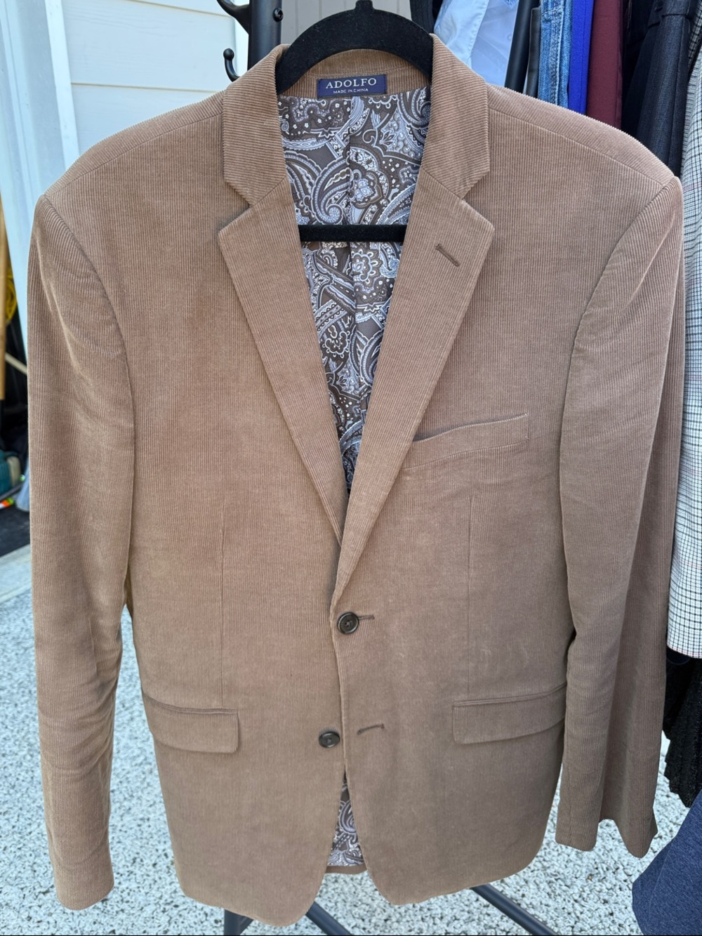 Adolfo Brown Corduroy Sport Coat with Paisley Lining
